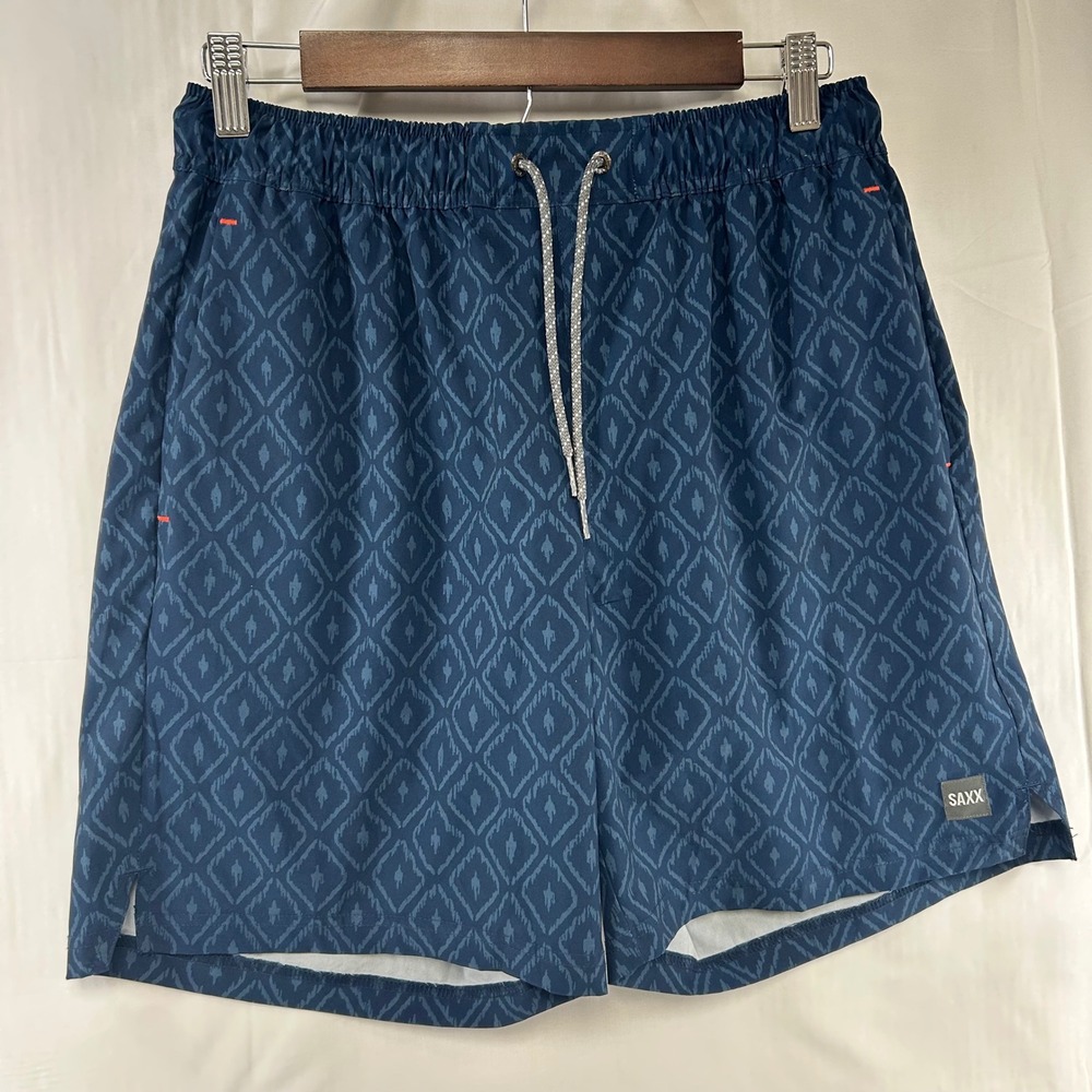 SAXX Multi-Sport 2N1 Shorts Mens Medium Navy Blue Geometric BallPark Pouch